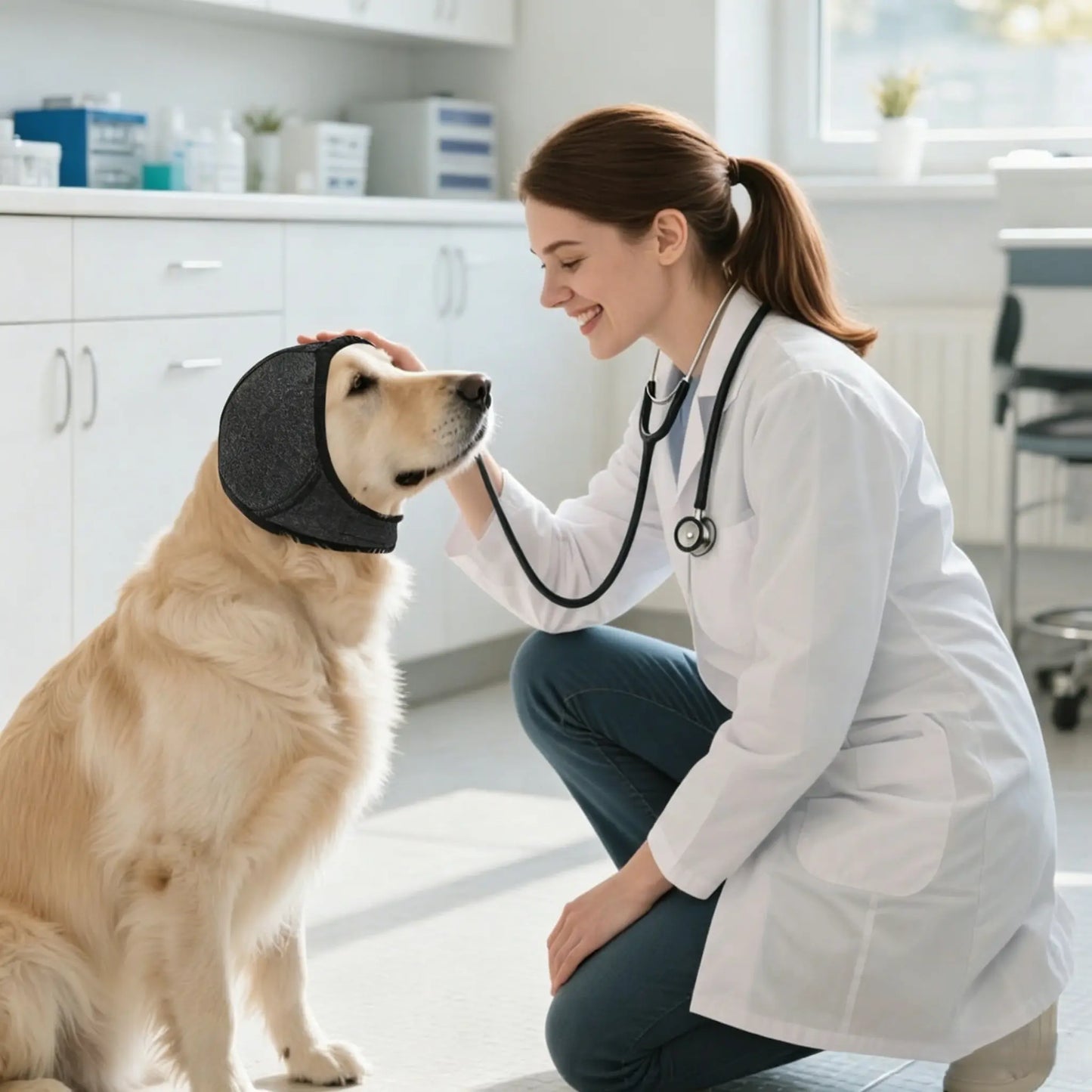 Dog Ear Protection Muffs, Adjustable Noise-Canceling Ear Wrap for Comfort and Calm During Fireworks, Bathing, and Swimming