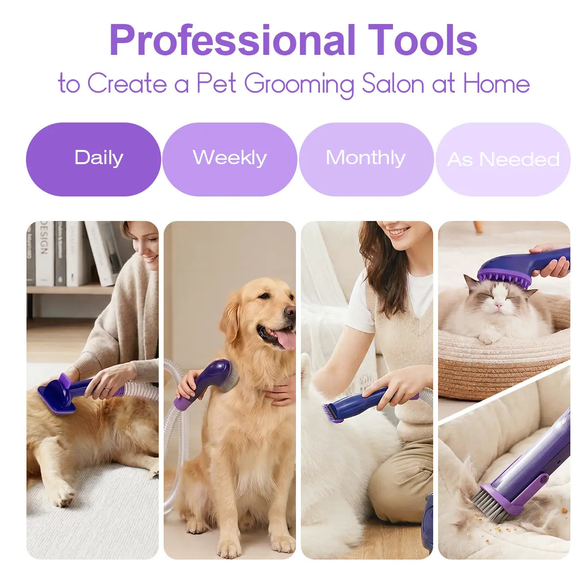 Anlecity Professional Pet Grooming Vacuum System - 3 Suction Modes, 6-in-1 Grooming Kit, 3L Capacity, Cordless Clippers, and 5 Essential Grooming Tools for Effective Dog and Cat Hair Removal