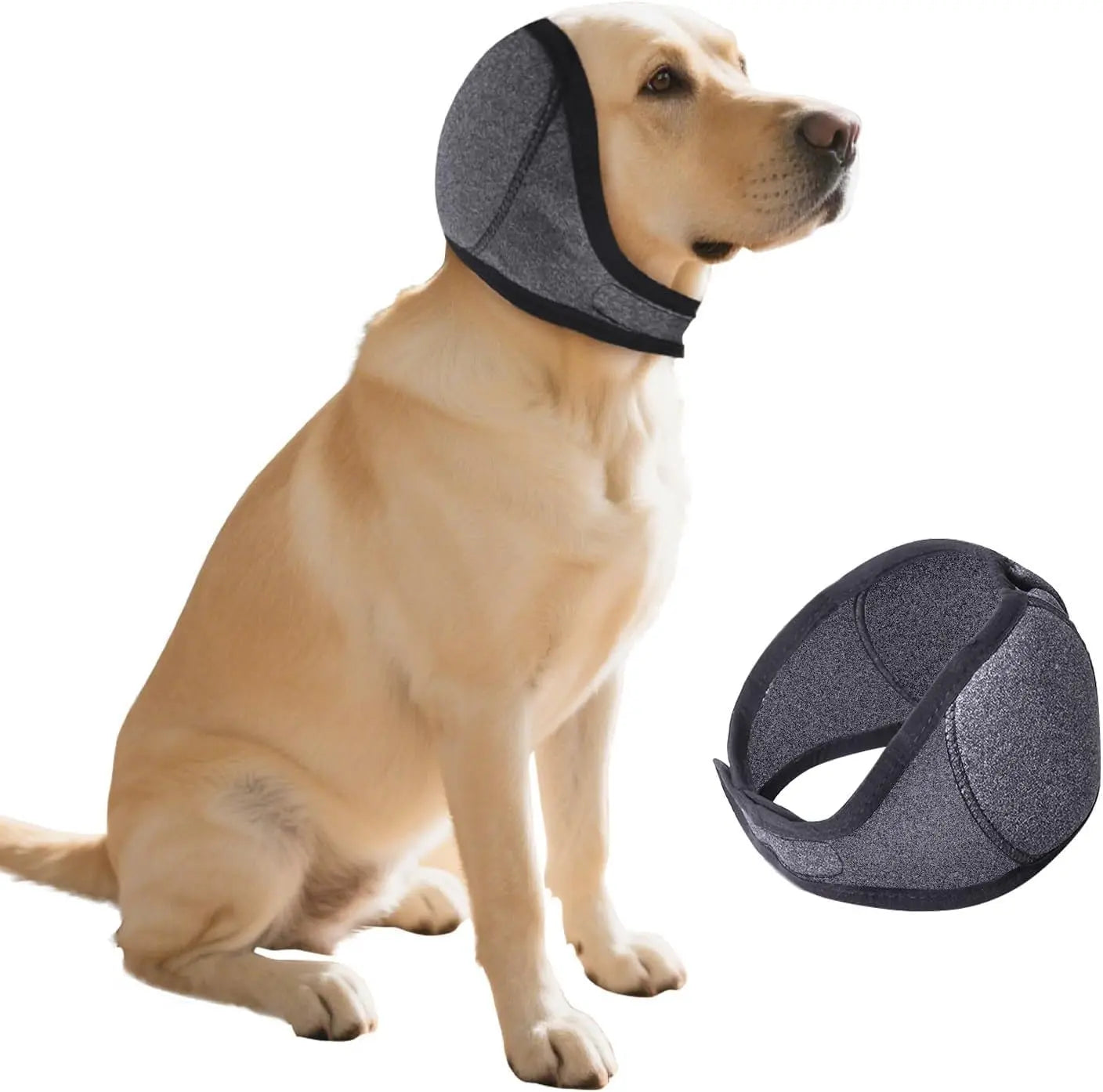 Dog Ear Protection Muffs, Adjustable Noise-Canceling Ear Wrap for Comfort and Calm During Fireworks, Bathing, and Swimming