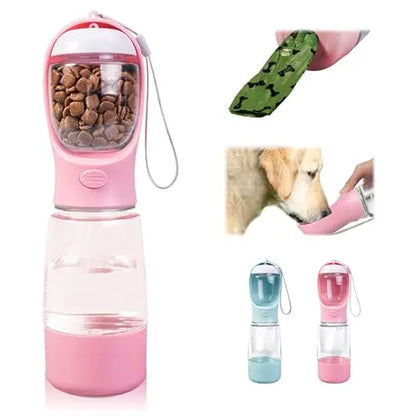Portable Pet Water Bottle and Food Container with Travel Bowl - Essential Accessories for Outdoor Activities