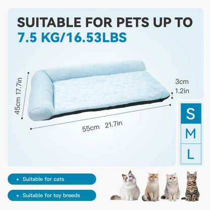 Elevated Washable Cooling Dog Bed with Headrest – Portable Anti-Slip Mat for Summer Comfort, Ideal for Pets up to 40 lbs