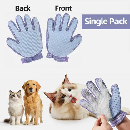Efficient Pet Hair Remover Glove for Dogs and Cats - Double-Sided Grooming Brush with Five Finger Design for Bathing, Massaging, Grooming, Shedding, and Furniture Cleaning