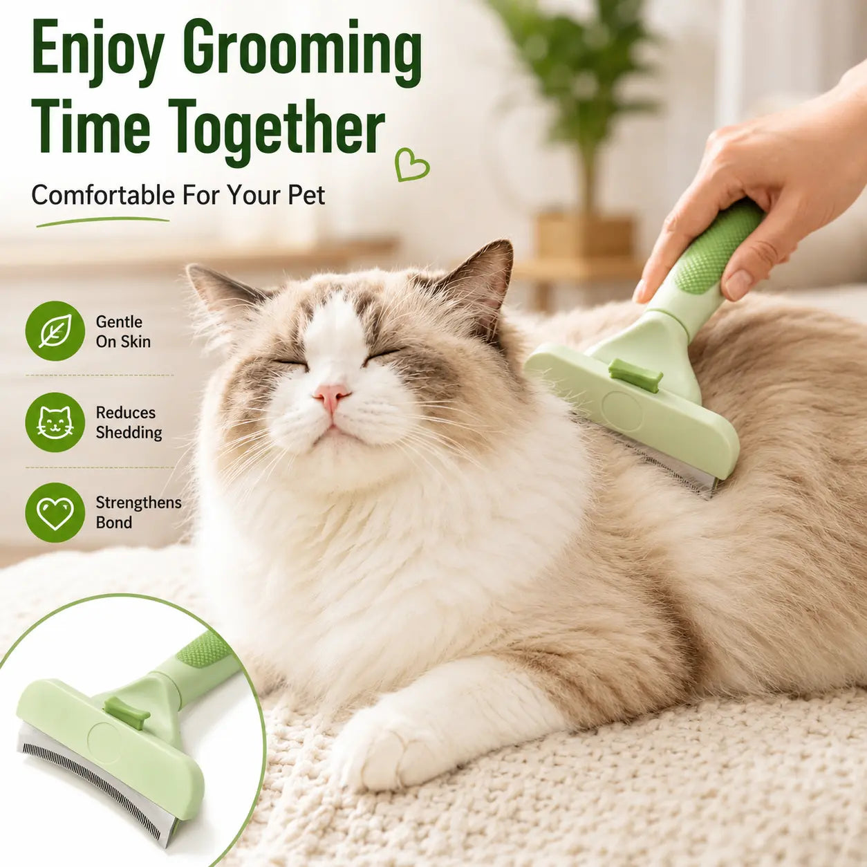Professional Pet Deshedding Tool for Dogs and Cats - Gentle Undercoat Rake for Effective Shedding Reduction and Dematting of Long-Haired Pets