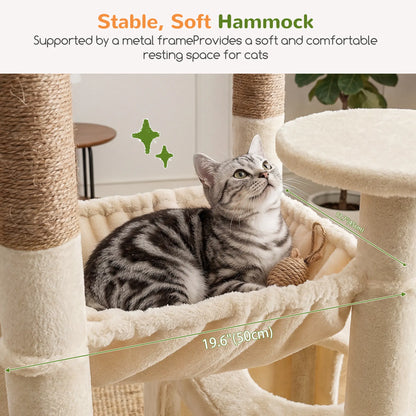 DESKAT 80-Inch Multi-Level Cat Tree for Large Cats with Two Condos and Sisal Scratching Posts, Ideal for 2-3 Cats, Space-Saving Design with Reinforced Base, Model F80G