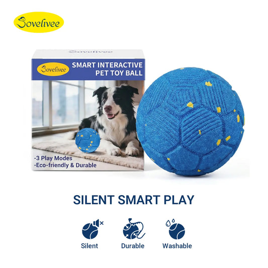 Sovelivee 2026 Soccer Fest Edition Interactive Dog Chew Toy Ball - Self-Moving, USB Rechargeable, Durable, and Squeaky for Solo Play