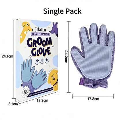 Efficient Pet Hair Remover Glove for Dogs and Cats - Double-Sided Grooming Brush with Five Finger Design for Bathing, Massaging, Grooming, Shedding, and Furniture Cleaning