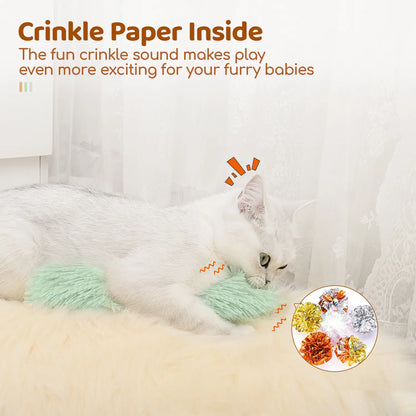 Potaroma Interactive Cat Toy Set - Three Soft and Durable Crinkle Sound Pillows for Indoor Play and Exercise