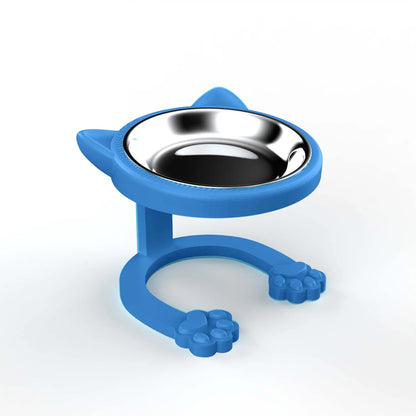 Elevated Tilted Cat Bowl - Premium 316 Stainless Steel Raised Feeder with Anti-Slip Paw Stand, Whisker-Friendly Design, and Easy-to-Clean Portable Feeding Dish for Senior Cats and Small Puppies