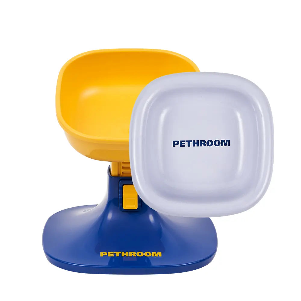 PETHROOM Adjustable Height Feeding Stand with Non-Slip Base and Durable Ceramic Bowls for Dogs and Cats