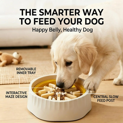 Slow Feeder Dog Bowl - Anti-Slip and Removable Design for Easy Cleaning, Promotes Safe Eating for Medium and Small Breeds, Engaging Puzzle Toy for Mealtime