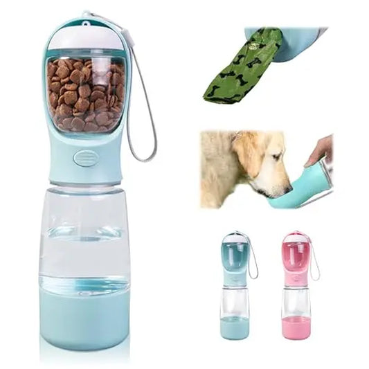 Portable Pet Water Bottle and Food Container with Travel Bowl - Essential Accessories for Outdoor Activities