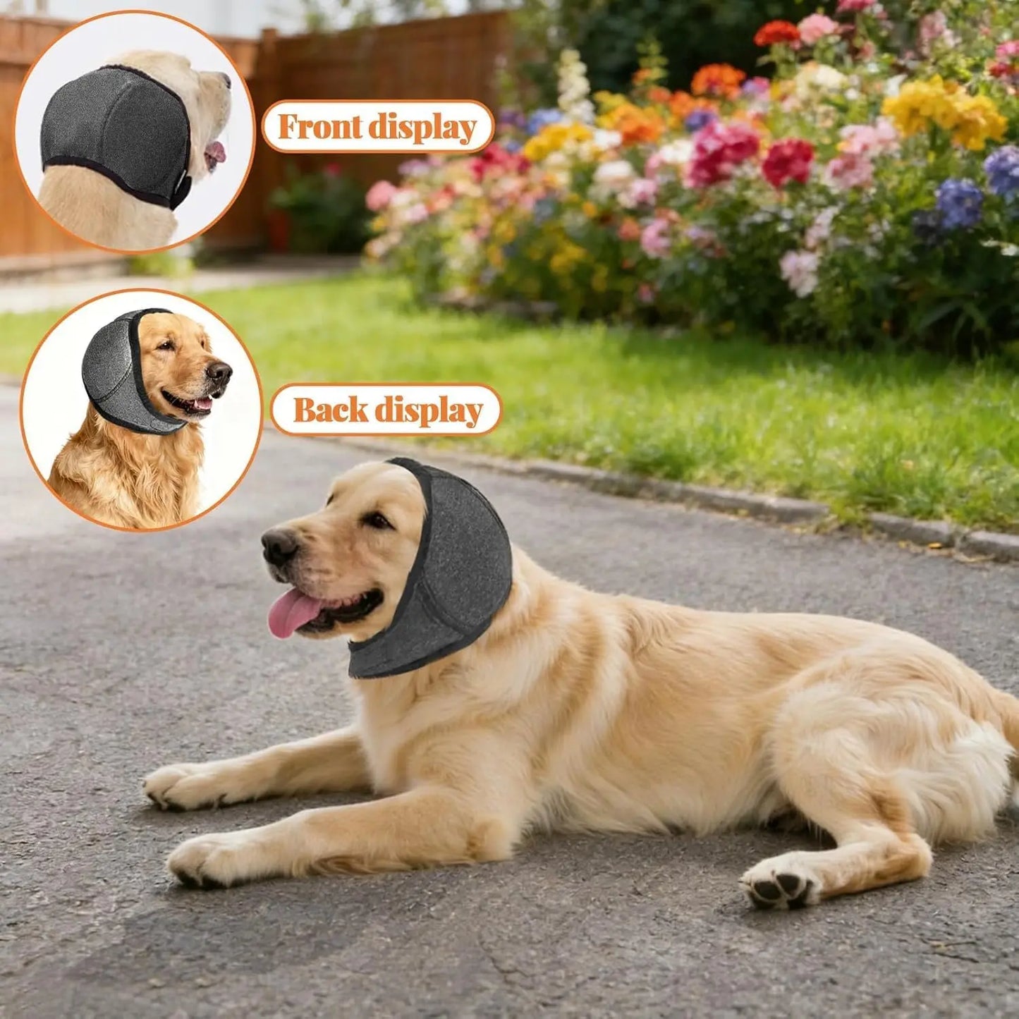 Dog Ear Protection Muffs, Adjustable Noise-Canceling Ear Wrap for Comfort and Calm During Fireworks, Bathing, and Swimming