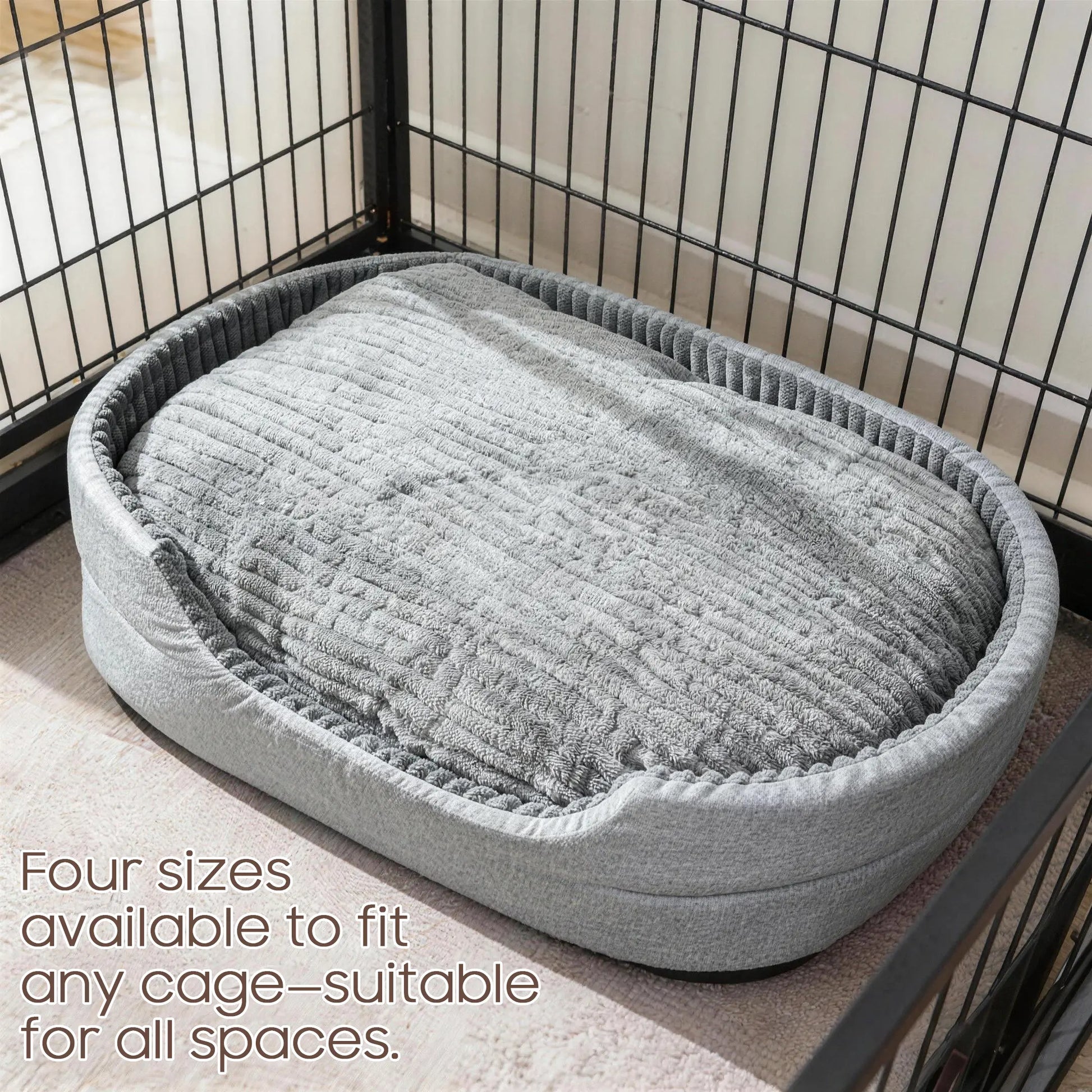 GTPLAYER Plush Dog Bed with Egg Crate Foam, Washable Removable Cover, Waterproof Base, and Non-Slip Bottom for Small to X-Large Dogs - Indoor Pet Sofa in Grey