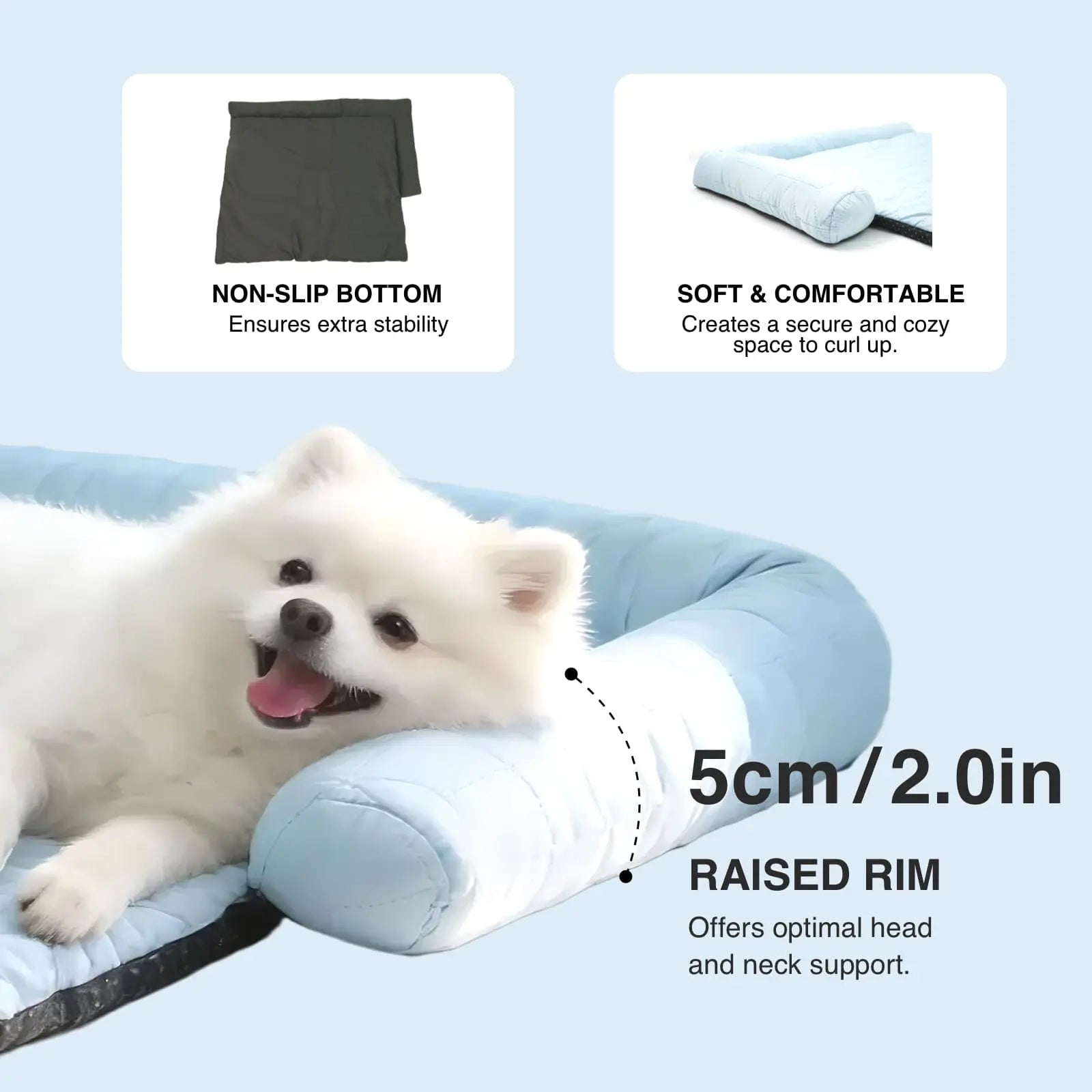 Elevated Washable Cooling Dog Bed with Headrest – Portable Anti-Slip Mat for Summer Comfort, Ideal for Pets up to 40 lbs