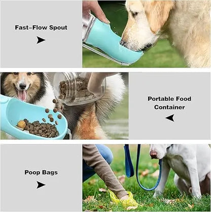 Portable Pet Water Bottle and Food Container with Travel Bowl - Essential Accessories for Outdoor Activities