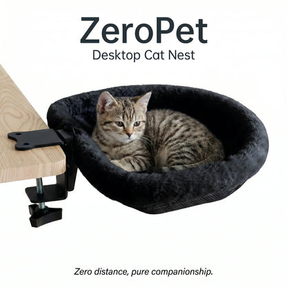 ZERO PET Cat Desk Hammock Bed - Rotating Indoor Cat Bed for Desks or Tables, Enhanced Clamp with Sponge Pad, Supports Up to 45 lbs, Soft and Durable Cat Nest, Machine Washable