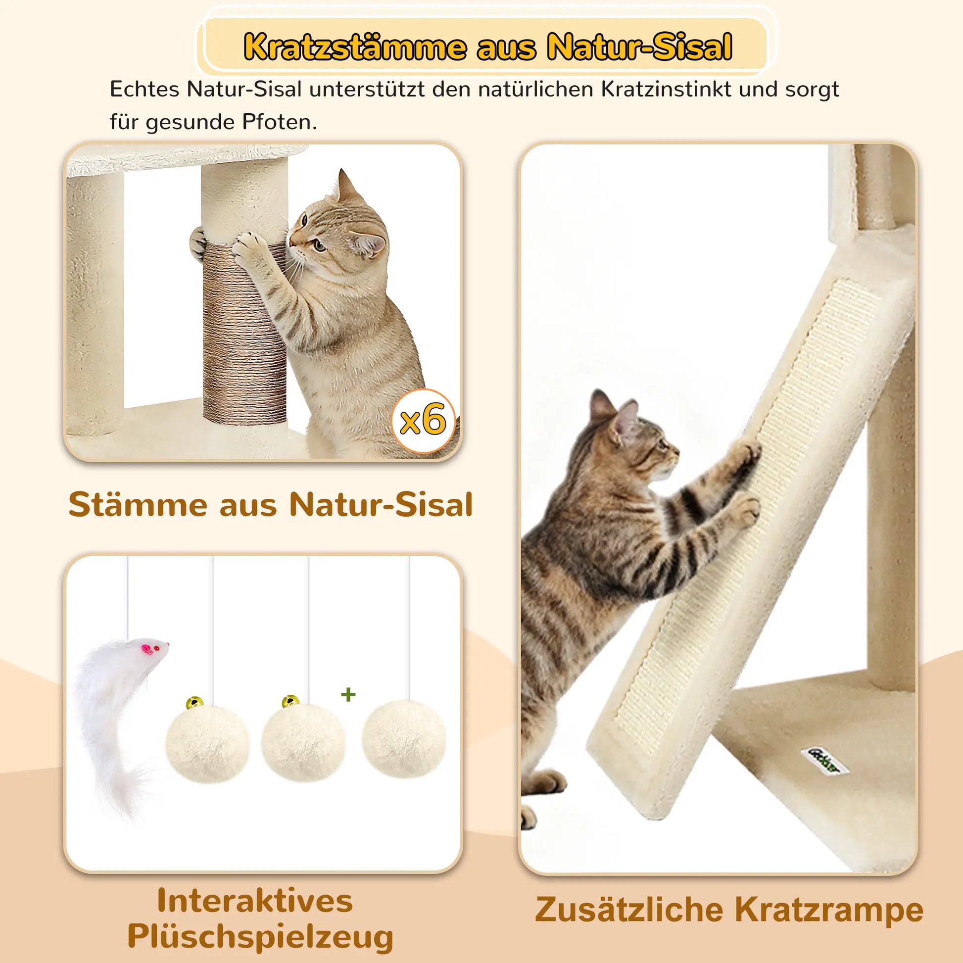 DESKAT 78 Inch Heavy-Duty Cat Tree Tower for Large Cats, Sturdy Multi-Level Cat Furniture with Condos & Scratching Posts