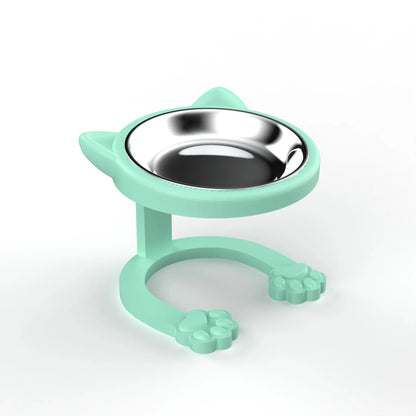 Elevated Tilted Cat Bowl - Premium 316 Stainless Steel Raised Feeder with Anti-Slip Paw Stand, Whisker-Friendly Design, and Easy-to-Clean Portable Feeding Dish for Senior Cats and Small Puppies