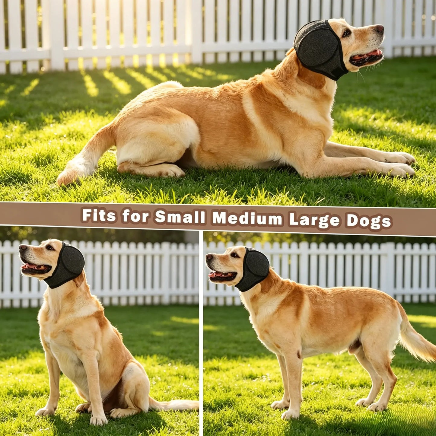 Dog Ear Protection Muffs, Adjustable Noise-Canceling Ear Wrap for Comfort and Calm During Fireworks, Bathing, and Swimming