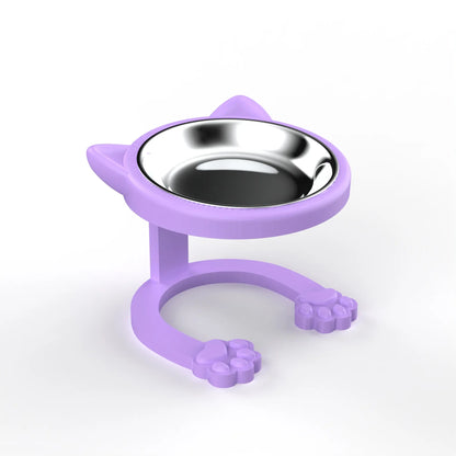 Elevated Tilted Cat Bowl - Premium 316 Stainless Steel Raised Feeder with Anti-Slip Paw Stand, Whisker-Friendly Design, and Easy-to-Clean Portable Feeding Dish for Senior Cats and Small Puppies