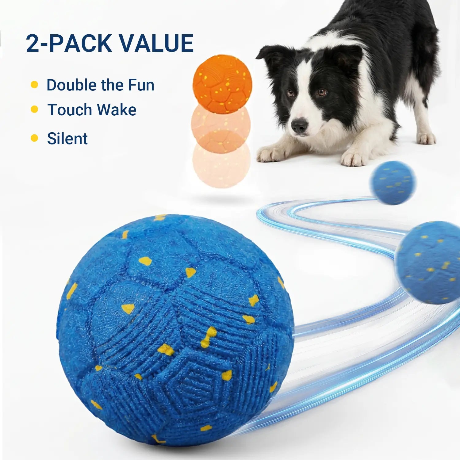 Sovelivee 2026 Soccer Fest Edition Interactive Dog Chew Toy Ball - Self-Moving, USB Rechargeable, Durable, and Squeaky for Solo Play
