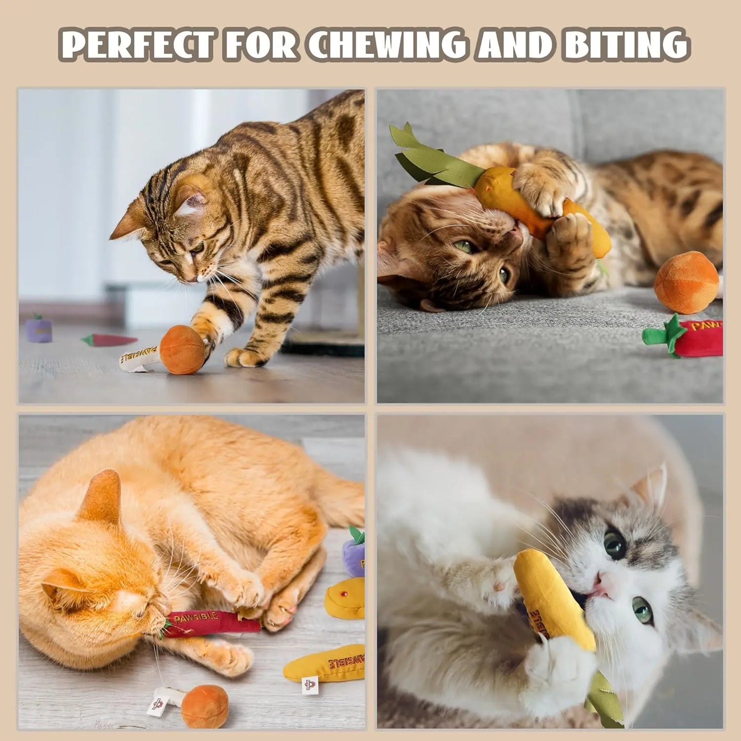 Pawsible Premium 5-Pack Cat Toy Set with Natural Herb Filling for Stimulation and Teething, Ideal for Kittens