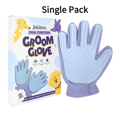 Efficient Pet Hair Remover Glove for Dogs and Cats - Double-Sided Grooming Brush with Five Finger Design for Bathing, Massaging, Grooming, Shedding, and Furniture Cleaning