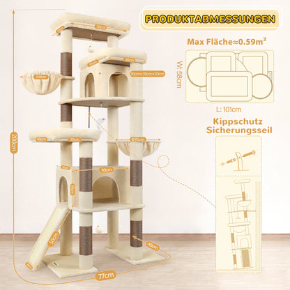 DESKAT 78 Inch Heavy-Duty Cat Tree Tower for Large Cats, Sturdy Multi-Level Cat Furniture with Condos & Scratching Posts