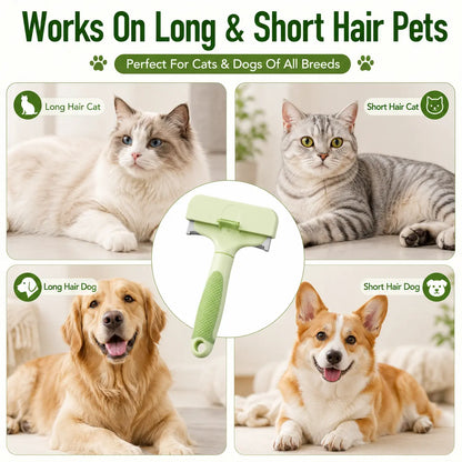 Professional Pet Deshedding Tool for Dogs and Cats - Gentle Undercoat Rake for Effective Shedding Reduction and Dematting of Long-Haired Pets
