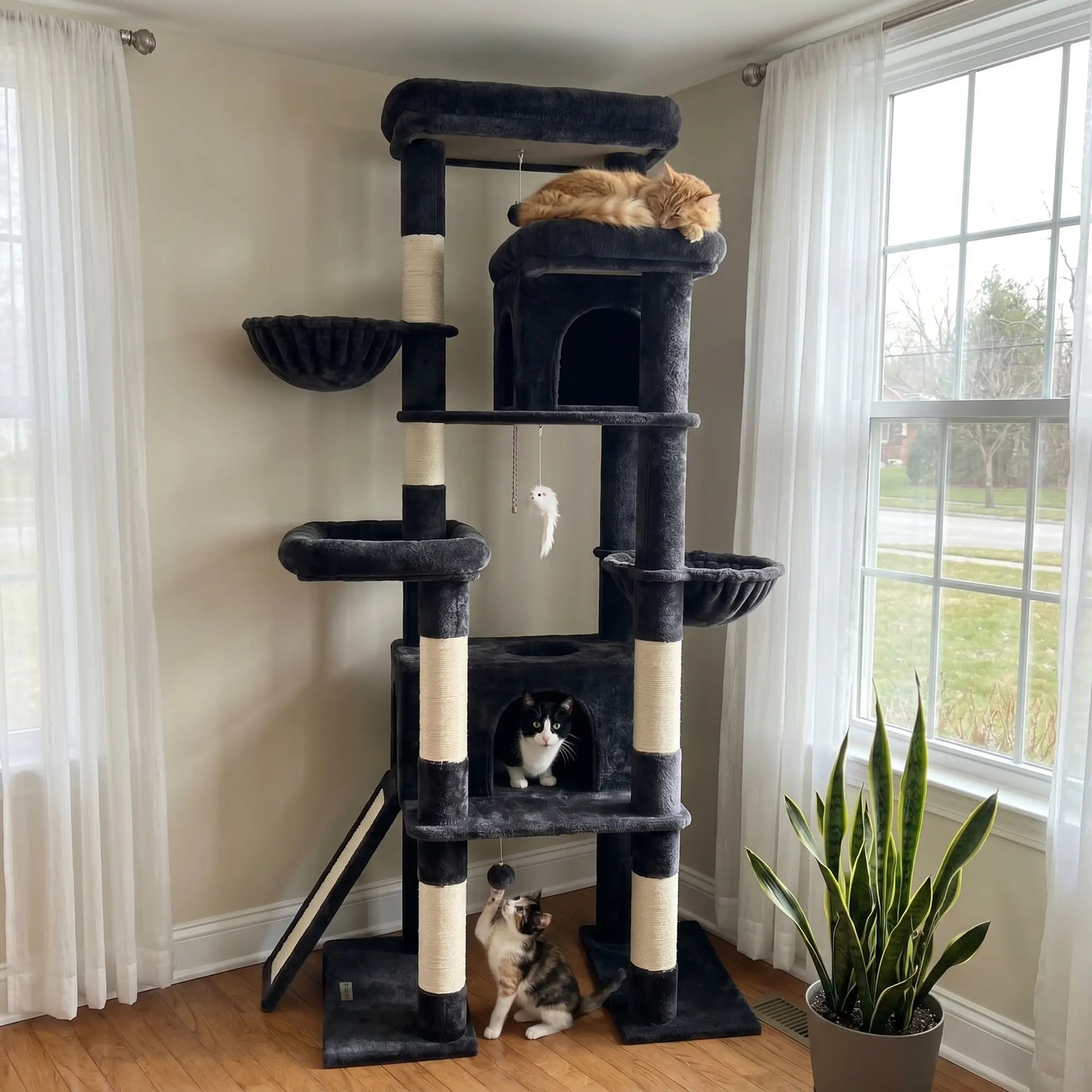 DESKAT 78 Inch Heavy-Duty Cat Tree Tower for Large Cats, Sturdy Multi-Level Cat Furniture with Condos & Scratching Posts