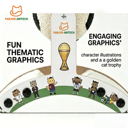 Premium Cat Scratching Post with Soccer Ball - Enhanced Corrugated Cardboard Arch Bridge - Soccer-Inspired Indoor Cat Furniture