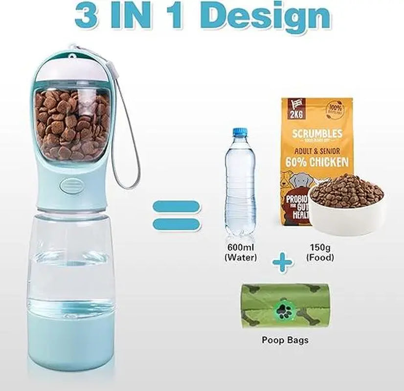 Portable Pet Water Bottle and Food Container with Travel Bowl - Essential Accessories for Outdoor Activities