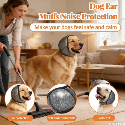 Dog Ear Protection Muffs, Adjustable Noise-Canceling Ear Wrap for Comfort and Calm During Fireworks, Bathing, and Swimming