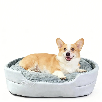 GTPLAYER Plush Dog Bed with Egg Crate Foam, Washable Removable Cover, Waterproof Base, and Non-Slip Bottom for Small to X-Large Dogs - Indoor Pet Sofa in Grey