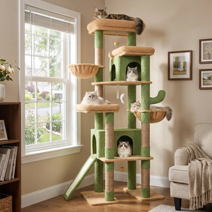 DESKAT 78 Inch Heavy-Duty Cat Tree Tower for Large Cats, Sturdy Multi-Level Cat Furniture with Condos & Scratching Posts