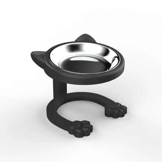 Elevated Tilted Cat Bowl - Premium 316 Stainless Steel Raised Feeder with Anti-Slip Paw Stand, Whisker-Friendly Design, and Easy-to-Clean Portable Feeding Dish for Senior Cats and Small Puppies