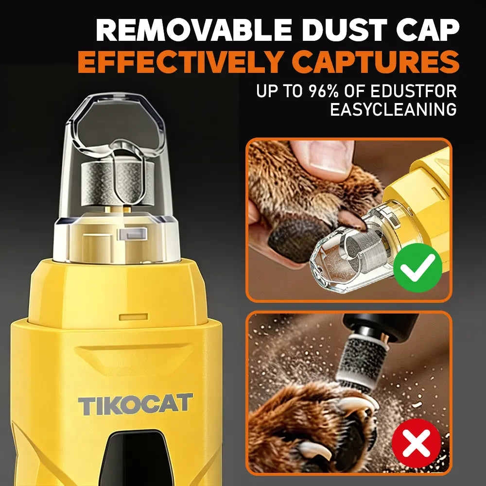 TIKOCAT Whisper-Quiet Dog Nail Grinder Kit - Enhanced 6-Speed Power with LED Display, Four LED Lights, and Three Grinding Bits for Stress-Free and Painless Grooming for Dogs, Cats, and Sensitive Pets of All Breeds - White
