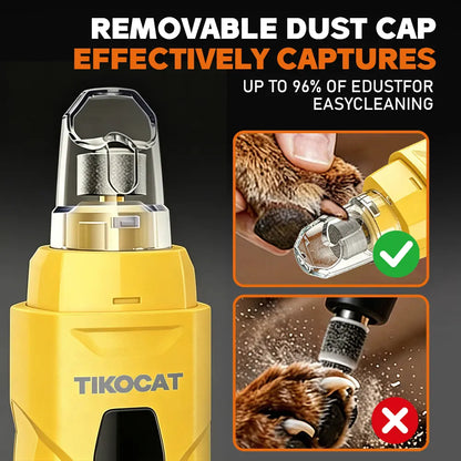 TIKOCAT Whisper-Quiet Dog Nail Grinder Kit - Enhanced 6-Speed Power with LED Display, Four LED Lights, and Three Grinding Bits for Stress-Free and Painless Grooming for Dogs, Cats, and Sensitive Pets of All Breeds - White
