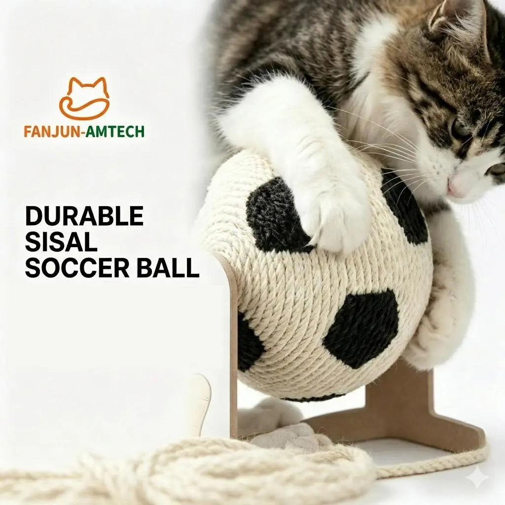 Premium Cat Scratching Post with Soccer Ball - Enhanced Corrugated Cardboard Arch Bridge - Soccer-Inspired Indoor Cat Furniture