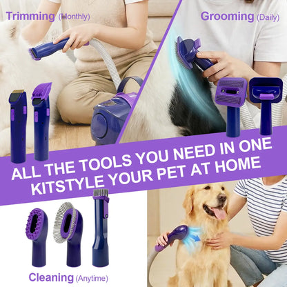 Anlecity Professional Pet Grooming Vacuum System - 3 Suction Modes, 6-in-1 Grooming Kit, 3L Capacity, Cordless Clippers, and 5 Essential Grooming Tools for Effective Dog and Cat Hair Removal