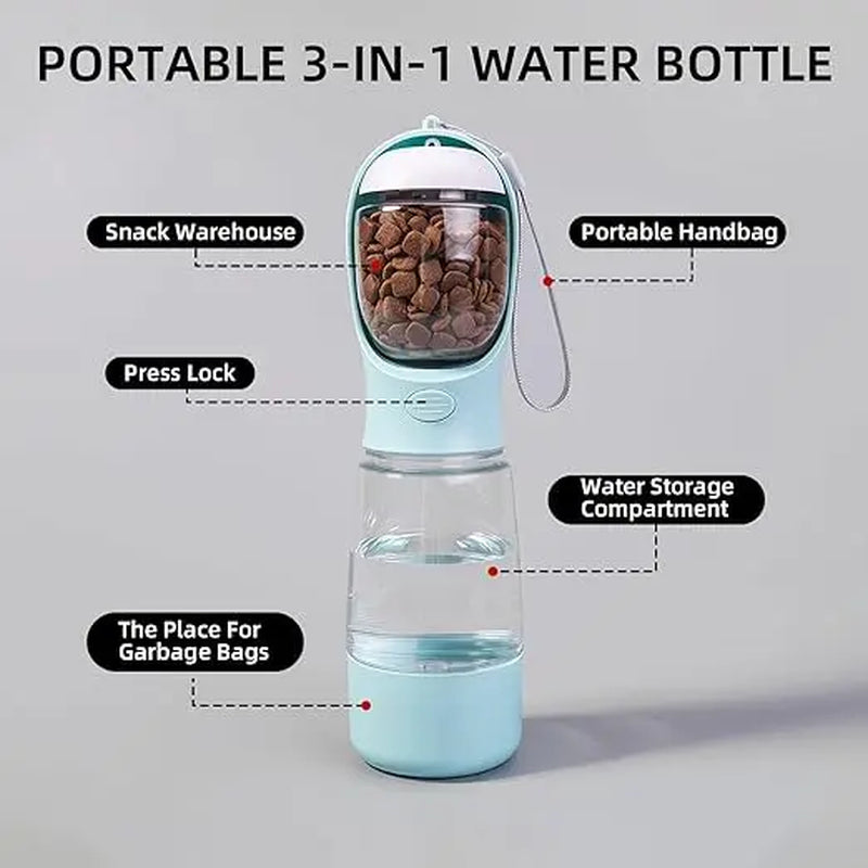 Portable Pet Water Bottle and Food Container with Travel Bowl - Essential Accessories for Outdoor Activities