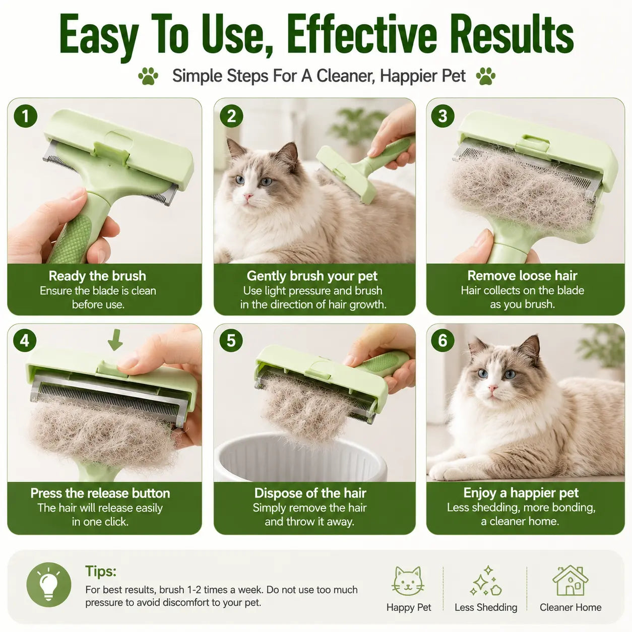 Professional Pet Deshedding Tool for Dogs and Cats - Gentle Undercoat Rake for Effective Shedding Reduction and Dematting of Long-Haired Pets