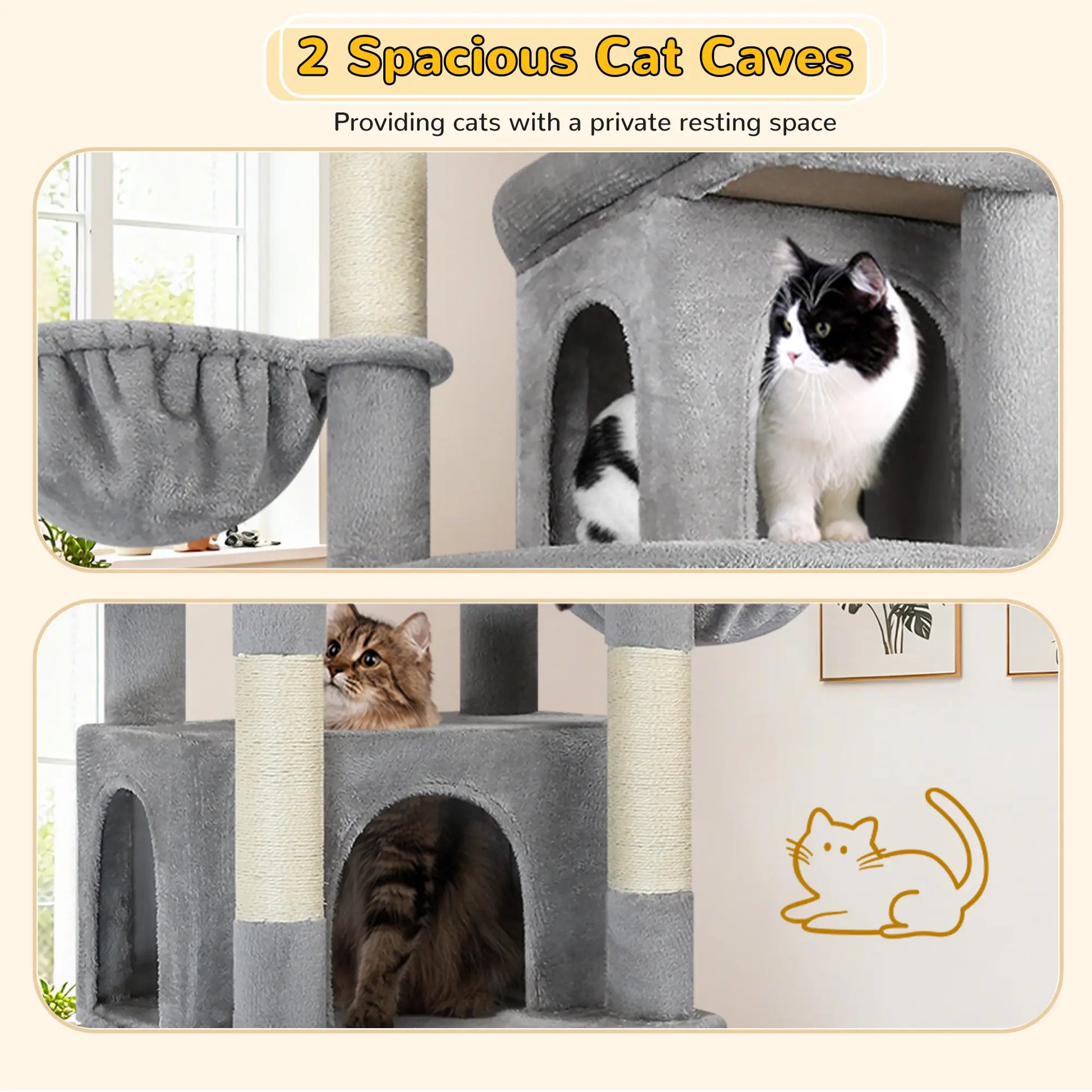 DESKAT 78 Inch Heavy-Duty Cat Tree Tower for Large Cats, Sturdy Multi-Level Cat Furniture with Condos & Scratching Posts
