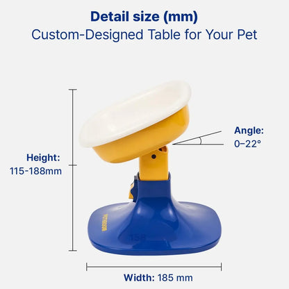 PETHROOM Adjustable Height Feeding Stand with Non-Slip Base and Durable Ceramic Bowls for Dogs and Cats