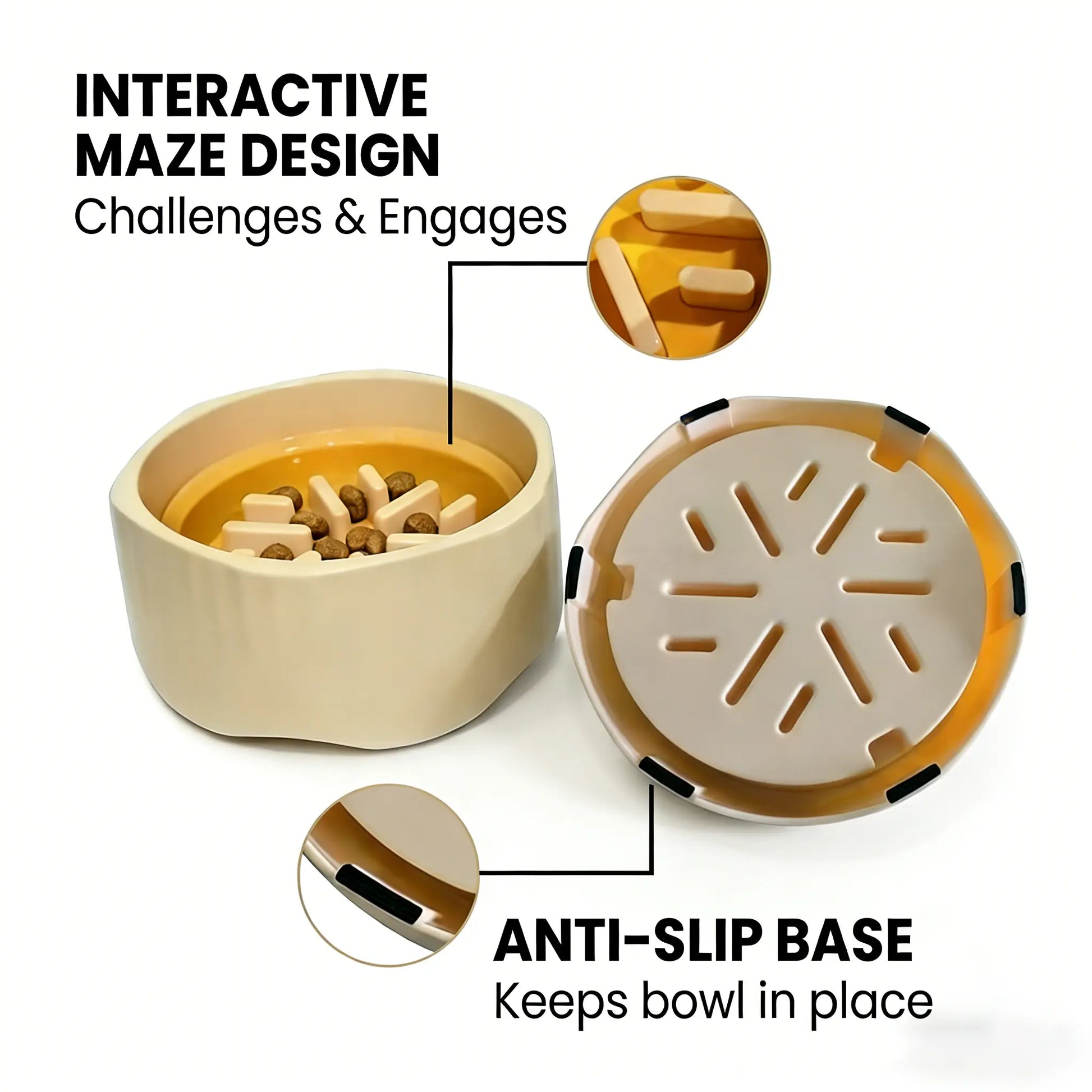 Slow Feeder Dog Bowl - Anti-Slip and Removable Design for Easy Cleaning, Promotes Safe Eating for Medium and Small Breeds, Engaging Puzzle Toy for Mealtime