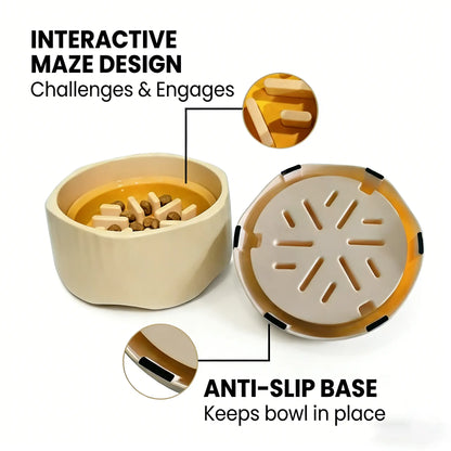 Slow Feeder Dog Bowl - Anti-Slip and Removable Design for Easy Cleaning, Promotes Safe Eating for Medium and Small Breeds, Engaging Puzzle Toy for Mealtime