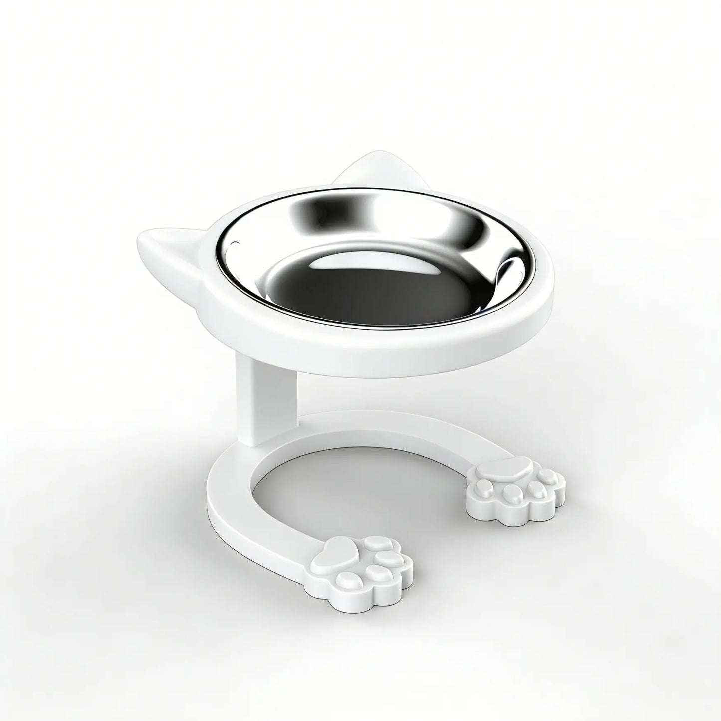 Elevated Tilted Cat Bowl - Premium 316 Stainless Steel Raised Feeder with Anti-Slip Paw Stand, Whisker-Friendly Design, and Easy-to-Clean Portable Feeding Dish for Senior Cats and Small Puppies