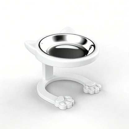Elevated Tilted Cat Bowl - Premium 316 Stainless Steel Raised Feeder with Anti-Slip Paw Stand, Whisker-Friendly Design, and Easy-to-Clean Portable Feeding Dish for Senior Cats and Small Puppies