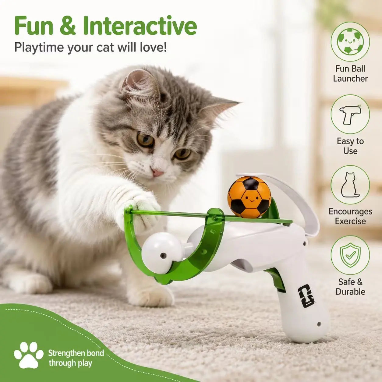 FIFA Officially Licensed Interactive Cat Ball Launcher - Innovative Toy for Endless Fetch and Enhanced Hunting Skills