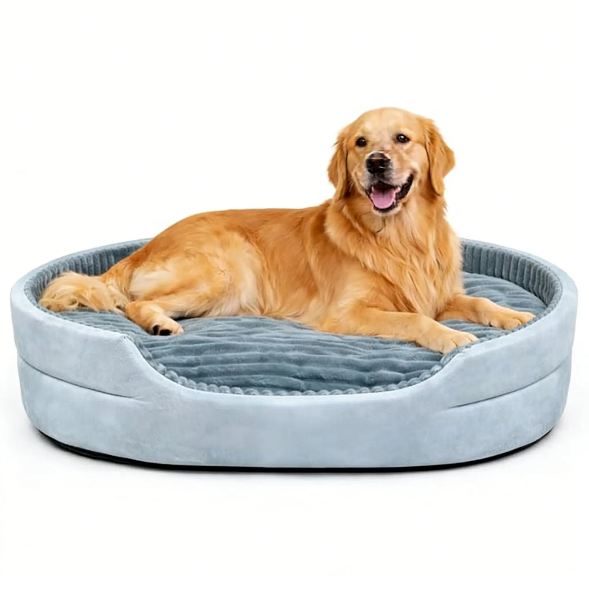 GTPLAYER Plush Dog Bed with Egg Crate Foam, Washable Removable Cover, Waterproof Base, and Non-Slip Bottom for Small to X-Large Dogs - Indoor Pet Sofa in Grey